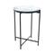 24" Metal X-Shaped Accent Table with Textured Glass Tabletop